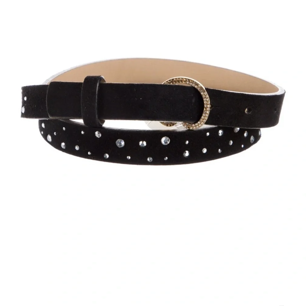 St. John Vintage Black Studded Skinny Belt - small / medium - Picture 1 of 8